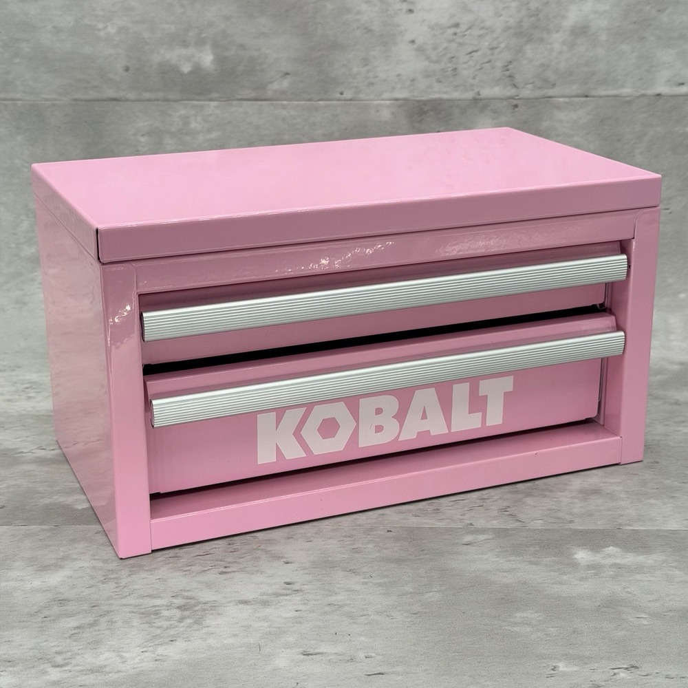 Kobalt Pink Metal Tool Box 2 Drawers With Handle Glossy Finish